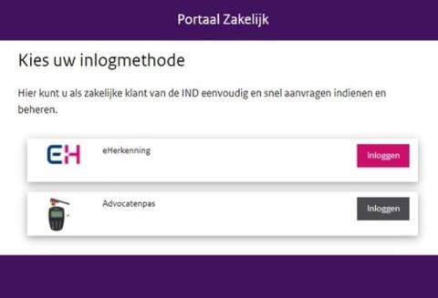 Beeldschermafbeelding inloggen met advocatenpas Portaal voor Advocaten
