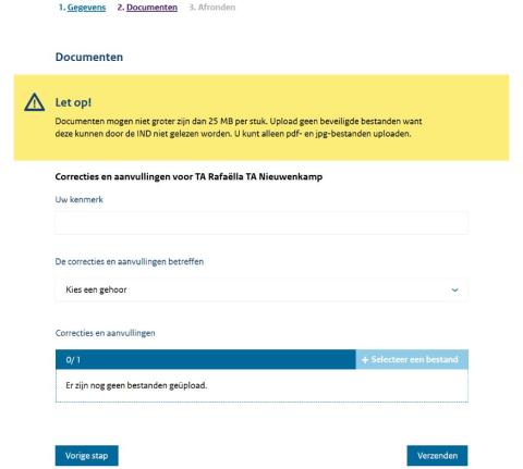Beeldschermafbeelding uploaden dossierstukken Portaal voor advocaten