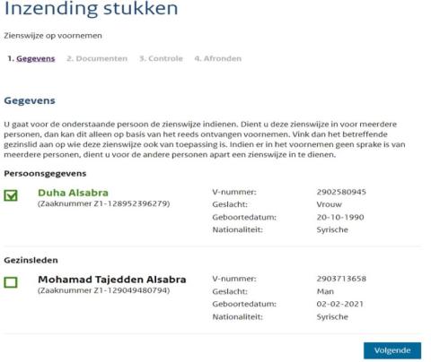 Beeldschermafbeelding inzending stukken (gegevens) Portaal voor Advocaten