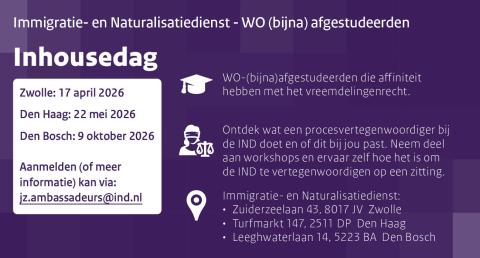 banner inhouse dagen ind met data in zwolle den bosch en den haag