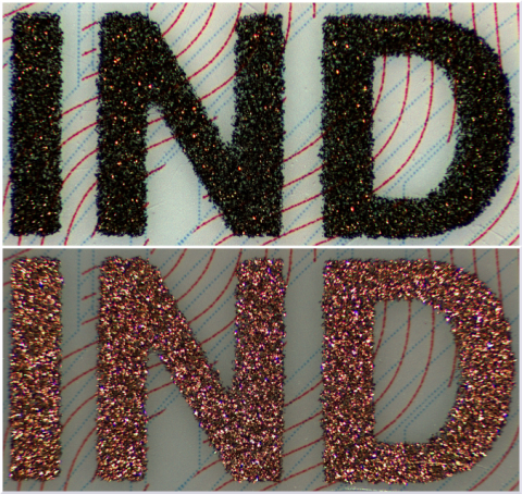 Echtheidskenmerk optisch variabele inkt 