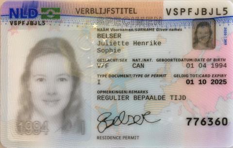 Afbeelding van voorkant verblijfsdocument model 2020